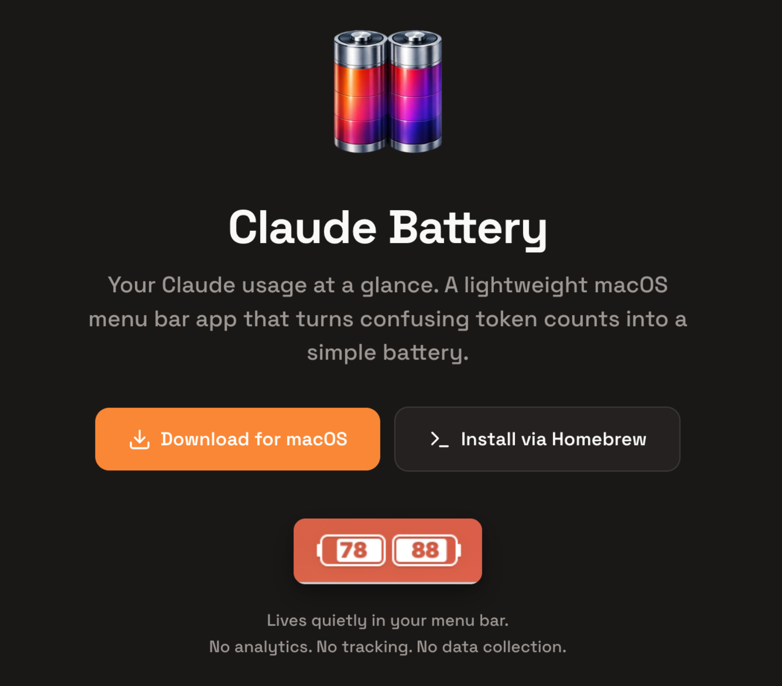 claudebattery.com landing page